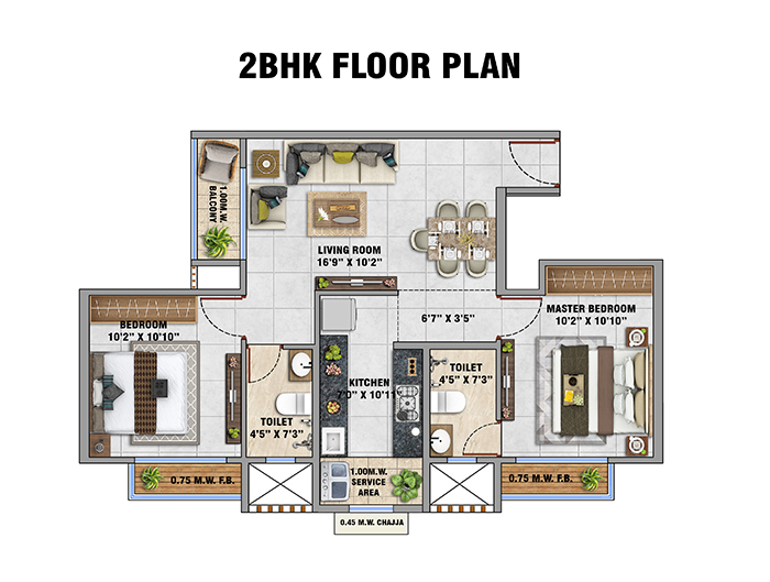 Today Gold Rush Floor Plan - 1 BHK Option 1